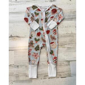 Caden Lane 95% Bamboo3-6 M Christmas Zip Romper Pajamas Baby Holiday Cookies
